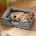 Bedsure Orthopedic Dog Bed Medium Size Dogs - Washable Small Medium Dog Cat Bed Waterproof, Comfort Cats Couch Sofa with Washable Removable Cover, Pets Bed with Nonskid Bottom, Grey, 28"
