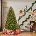 Yaheetech 6ft Pre-lit Christmas Tree with 300 Warm White Lights, Green