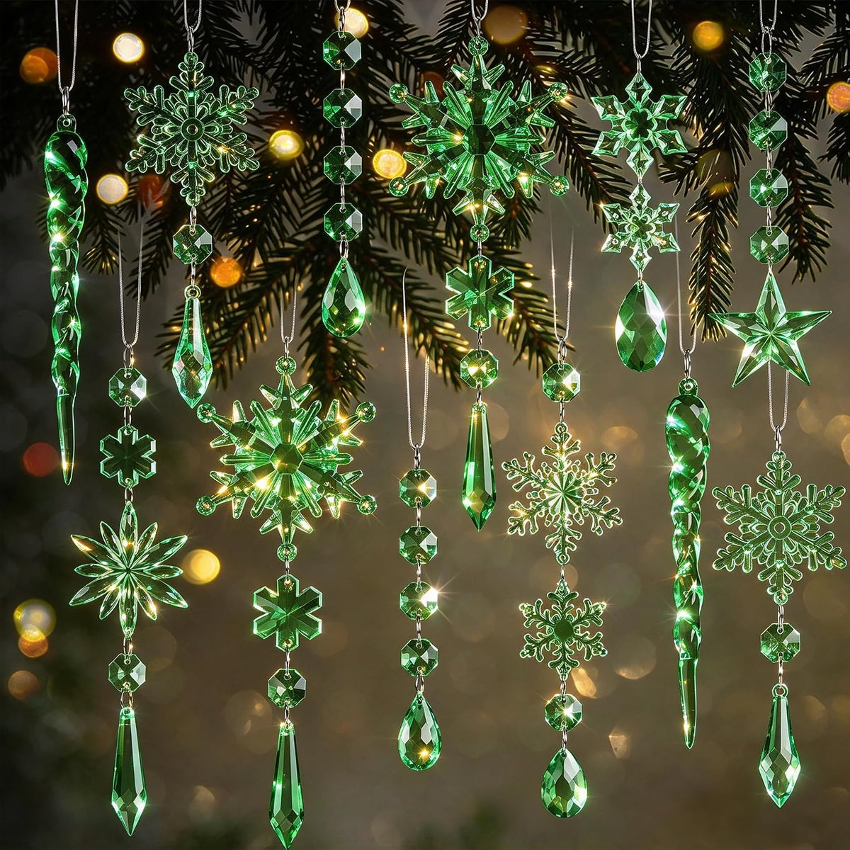 Crystal Ornaments for Christmas Tree Winter Wonderland Decorations