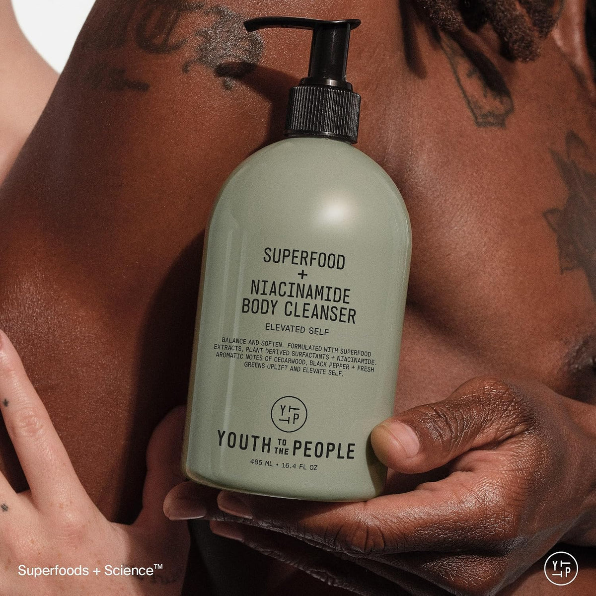 Youth To The People Superfood + Niacinamide Body Wash - Kale + Green Tea Cleanser with Nourishing Vitamins + Antioxidants, Improves Skin Texture + Dullness, Earthy + Woody Scent for Body, Vegan