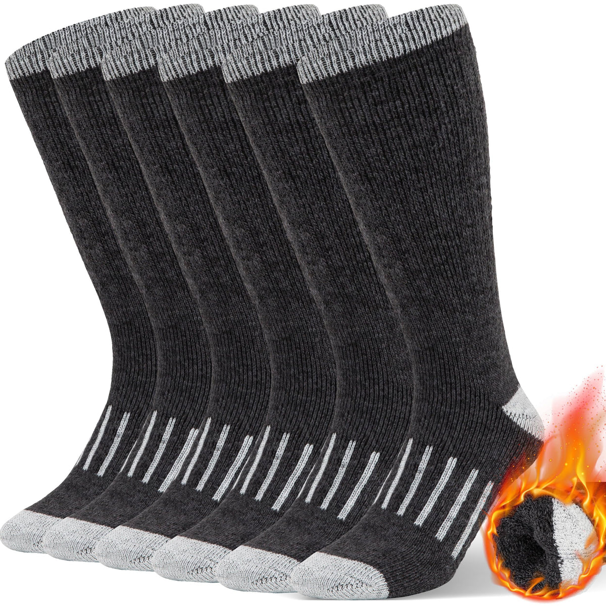 Alvada Mens Merino Wool Crew Socks Thermal and Warm Socks for Winter Work Hiking Running 3 Pairs