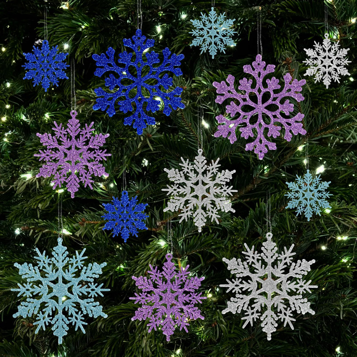 kockuu Christmas Decorations Snowflake Ornament White for Tree Decor Craft