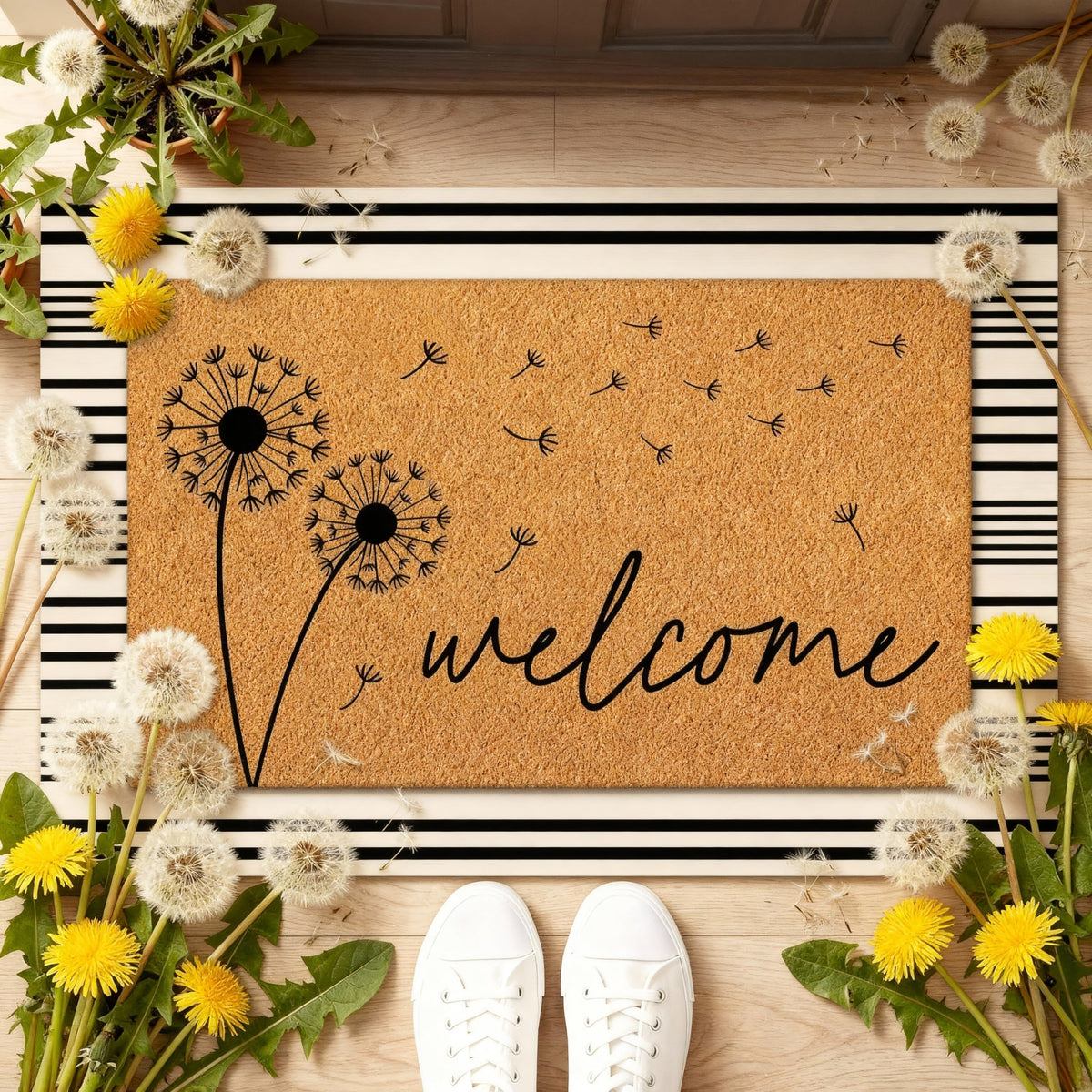 Tinideya 2 23.6 X 35.4 Inches Plaid Ghost Red Brown | Layered Coir Doormat Set, Non Slip Backing for Outdoor Entryway, Buffalo Plaid Seasonal Design, Front Porch Home Decor