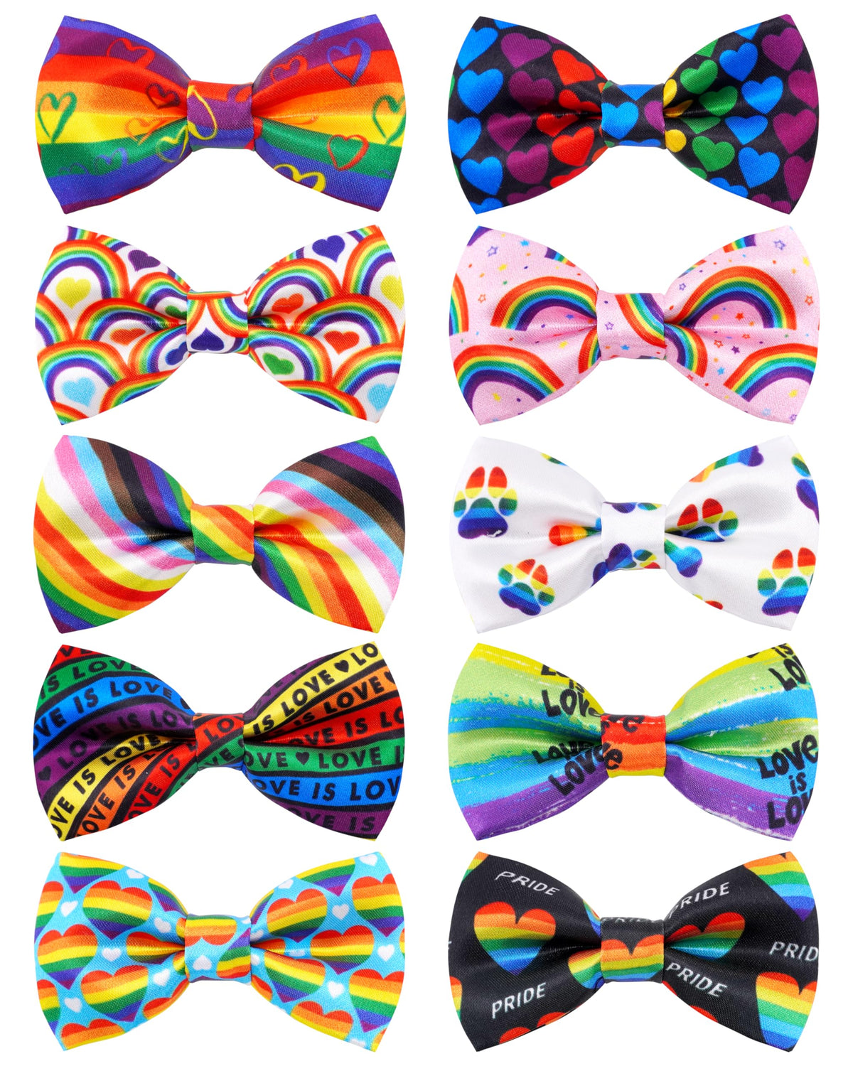 PET SHOW 10 Pack Fall Dog Bowties for Large Dogs Sliding on Collar