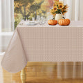 Rectangle Waterproof Vinyl Table Cloth, Wipeable Tablecloth with Flannel Backing, Plastic Table Cover for Fall, Thanksgiving (Pumpkin, 52" x 70")