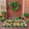 Tinideya 2 23.6 X 35.4 Inches Plaid Ghost Red Brown | Layered Coir Doormat Set, Non Slip Backing for Outdoor Entryway, Buffalo Plaid Seasonal Design, Front Porch Home Decor