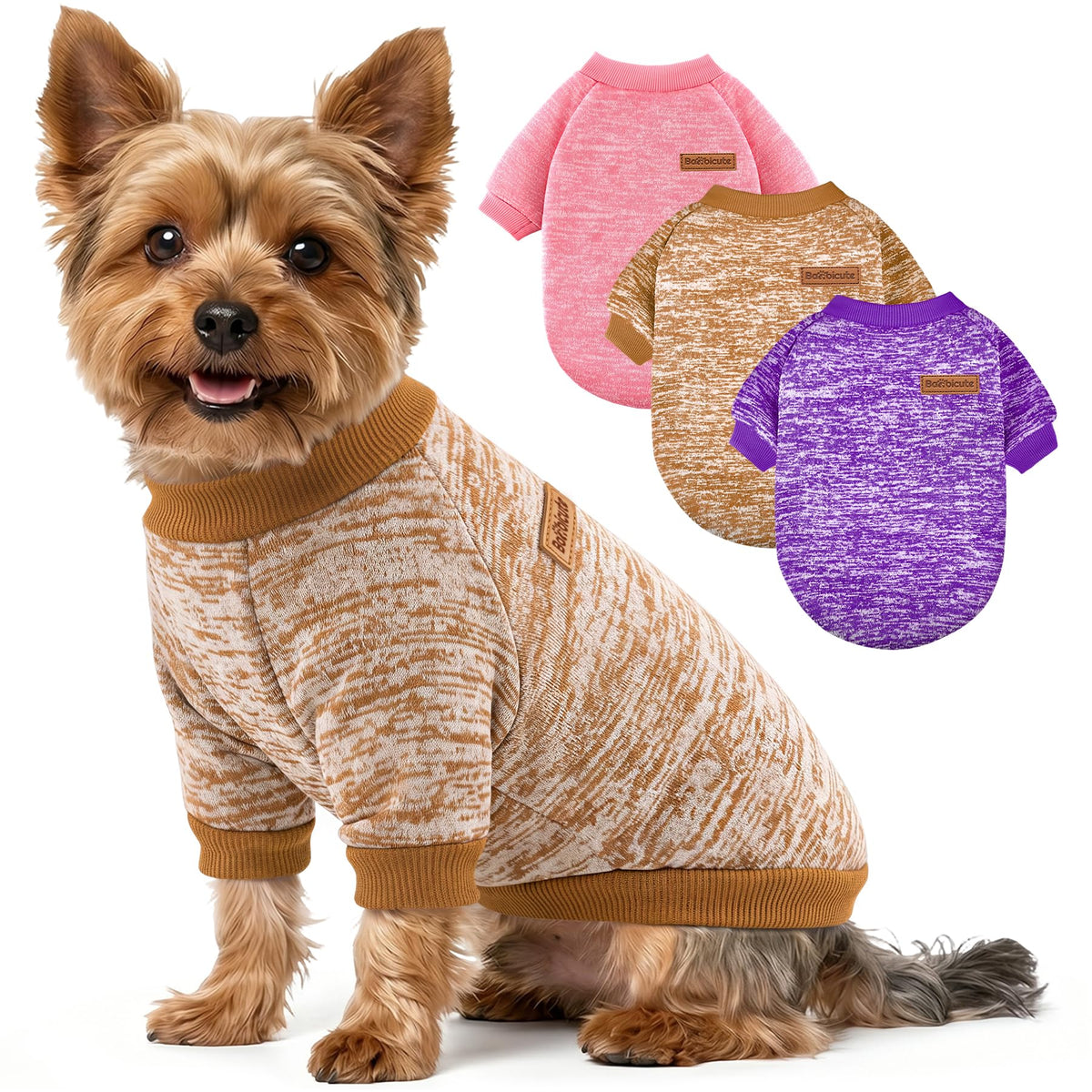 3 Pack Dog Sweaters for Small Dogs Girl Boy Winter Fleece Clothes Warm Soft Dog Sweatshirt Outfit for Dogs Cats Pet Apparel