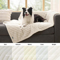 Bedsure ComfyFleece™ Waterproof Dog Blankets for Large Dogs,50x60 Cream | Soft Plush Couch Cover,Washable Corduroy Fleece for Furniture Protector,Cozy Calming Reversible Pet Blanket for Senior Dogs