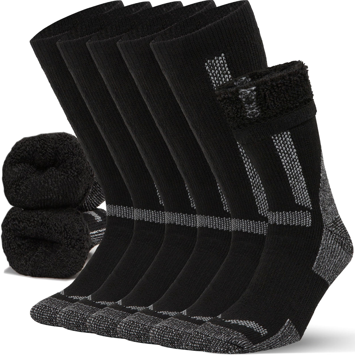 Alvada Mens Merino Wool Crew Socks Thermal and Warm Socks for Winter Work Hiking Running 3 Pairs