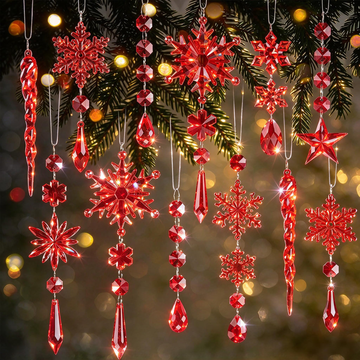 Crystal Ornaments for Christmas Tree Winter Wonderland Decorations