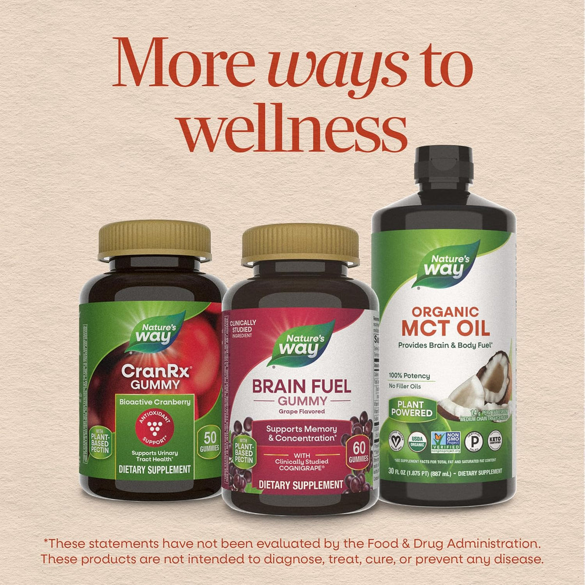 Nature's Way Brain Fuel Gummies, Brain Supplement for Focus and Memory Support,* Clinically Studied Cognigrape Supports Cognition,* Vitamins B6 & B12 Support Brain Function,* Grape Flavored, 60 Count