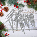 Aoriher 40 Pieces Christmas Glitter Icicle Ornaments, Silver