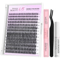 VEYESBEAUTY Lash Clusters Individual Eyelash Extensions Thin & Invisible Band DIY False Eyelashes for Self-application Newbie's Five-Second Series Wispy Lash Tray, Dreamy 8-16mm Mixed Length