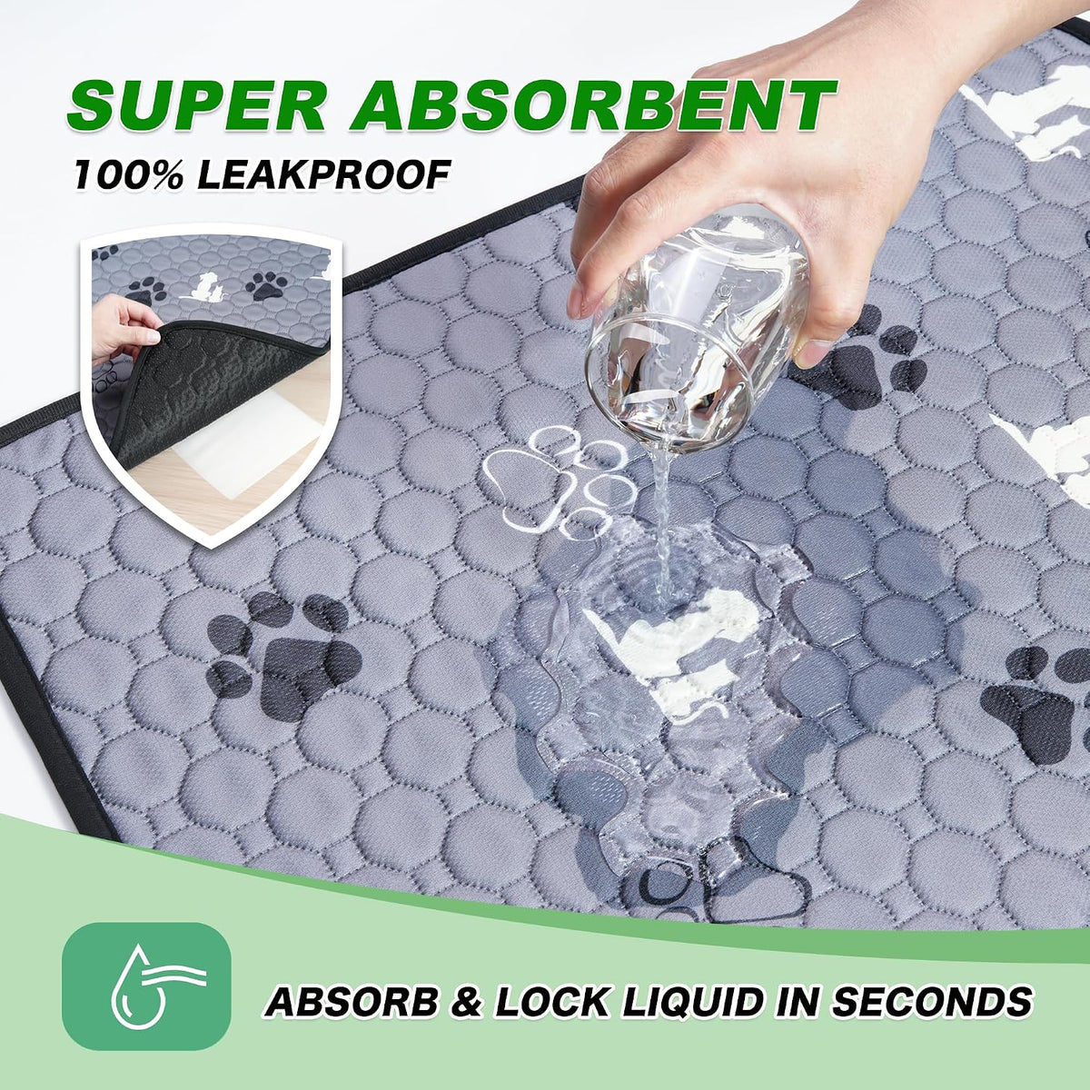 WanpeeGoo Washable Pee Pads for Dogs, Waterproof, 18 x 24 in, 4 Pack, Gray | Super Absorbent, Waterproof and Non-Slip; Washable, Reusable Dog Pads for Crates, Playpens, Floors, Furniture and Travel