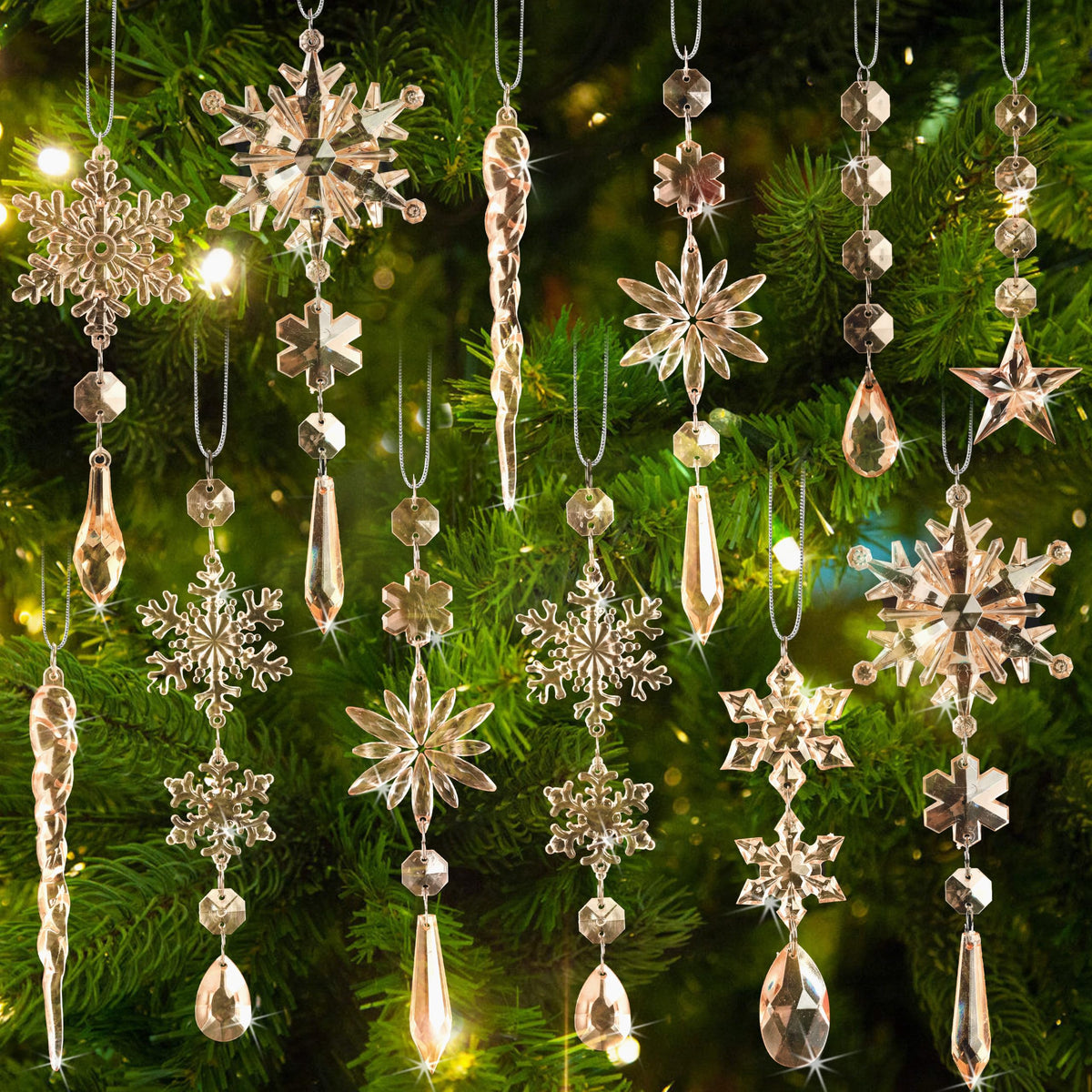 Crystal Ornaments for Christmas Tree Winter Wonderland Decorations