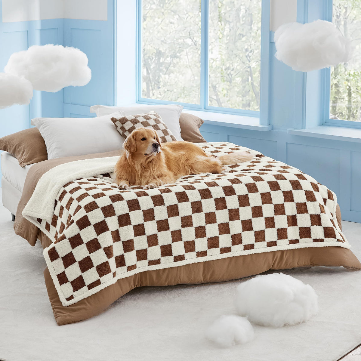 LE SURE Waterproof Dog Blankets for Small Dogs Cute Cozy 3D Jacquard,25x35