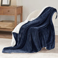 Bedsure GentleSoft Sherpa Fleece Throw Blanket for Couch, Non-Heated, Thick and Warm Throw for Women and Men, Soft Fuzzy Plush Weight Blanket for Winter, Navy, 50x60 Inches