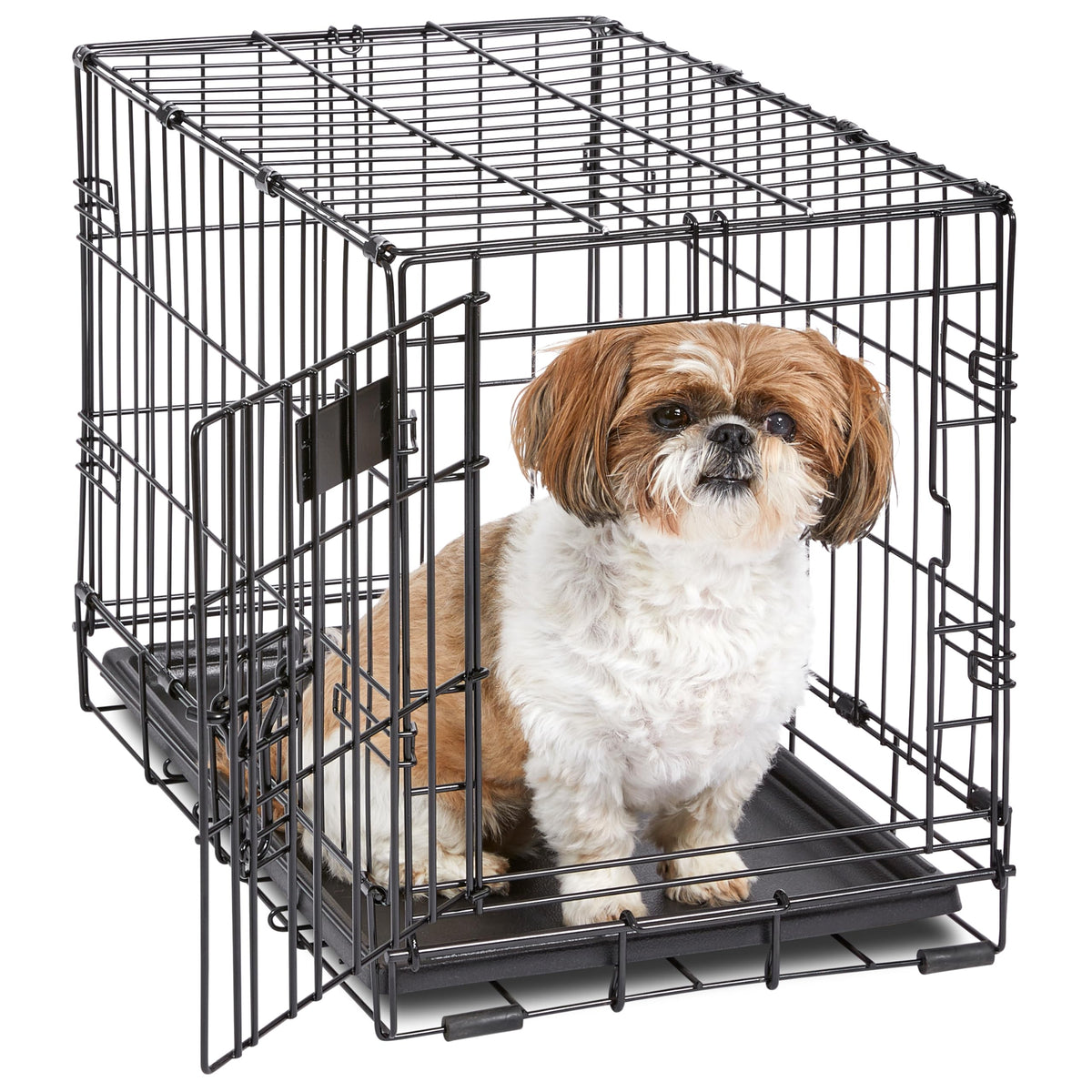 MidWest Homes for Pets 30-Inch iCrate for Medium Breeds, 21-40 lbs, Single Door Folding Dog Crate with Divider Panel, Leak-Proof Tray & Secure Latch, Portable, Durable & Easy to Assemble