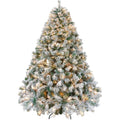 Yaheetech 6ft Pre-Lit Snow Flocked Artificial Christmas Tree, 250 Lights