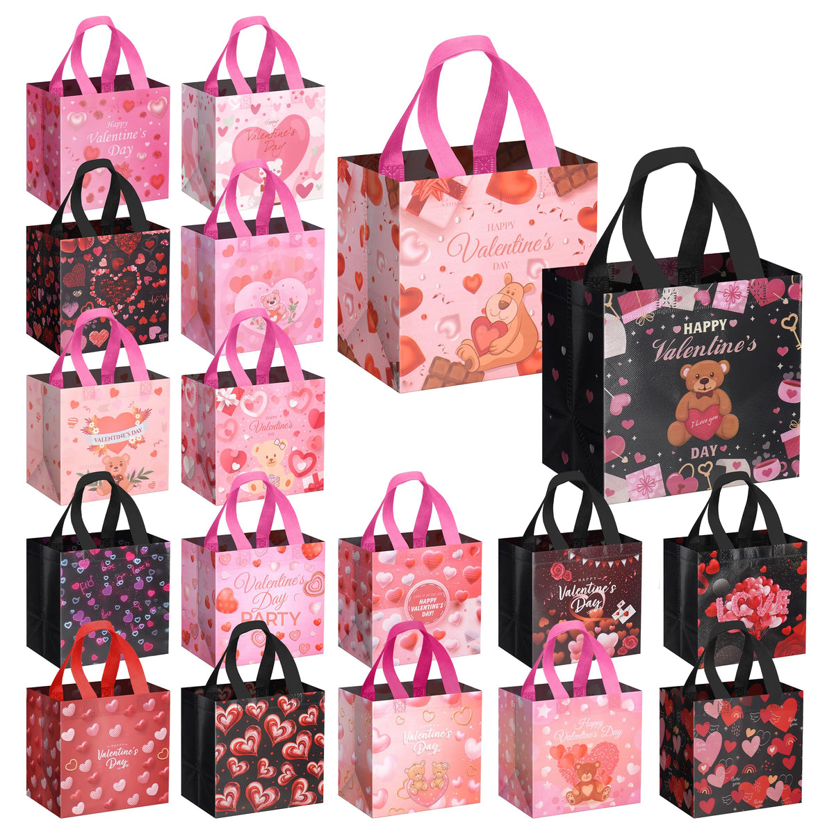 Jaywayang 8Pcs Halloween Trick or Treat Tote Bags with Handles ， Reusable Non-Woven Ghost Face Gift Bags for Adults Kids Gifts Wrapping, Party Supplies.