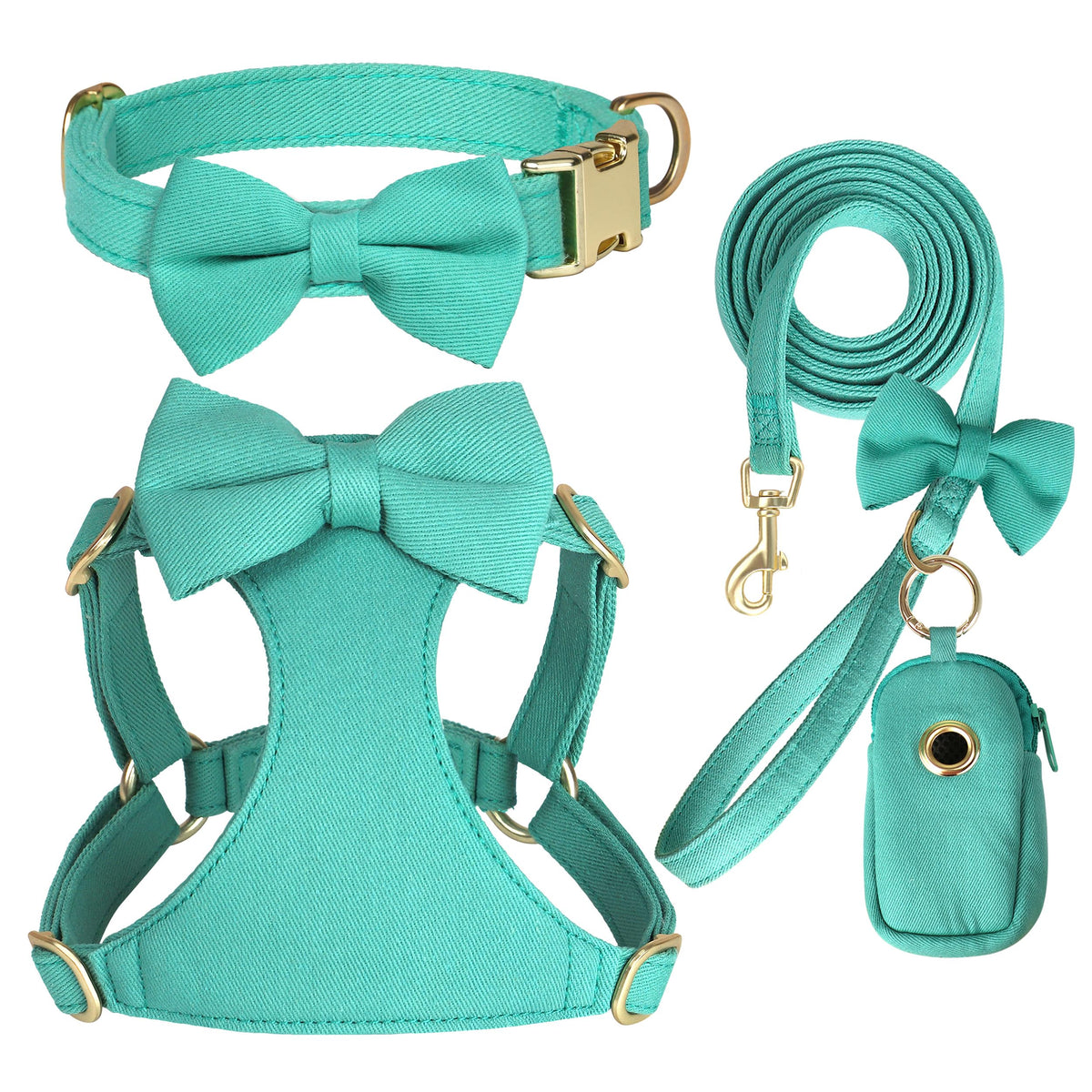 Beirui Cute Small Dog Harness Collar and Leash Set, Brown,XS,Chest 13-28"