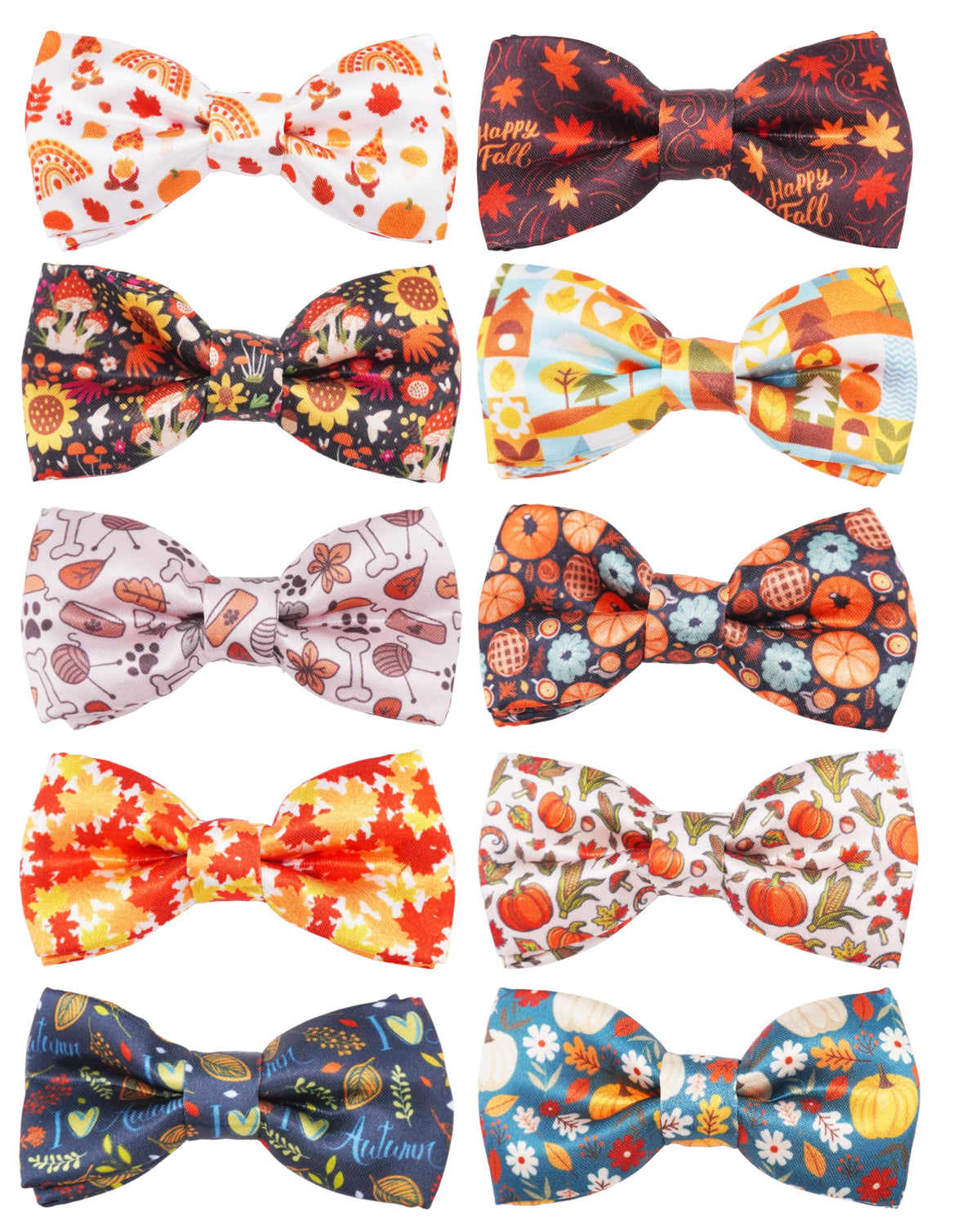 PET SHOW 10 Pack Fall Dog Bowties for Large Dogs Sliding on Collar