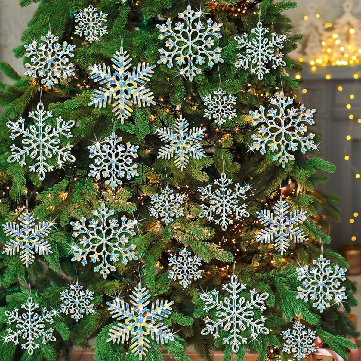 kockuu Christmas Decorations Snowflake Ornament White for Tree Decor Craft