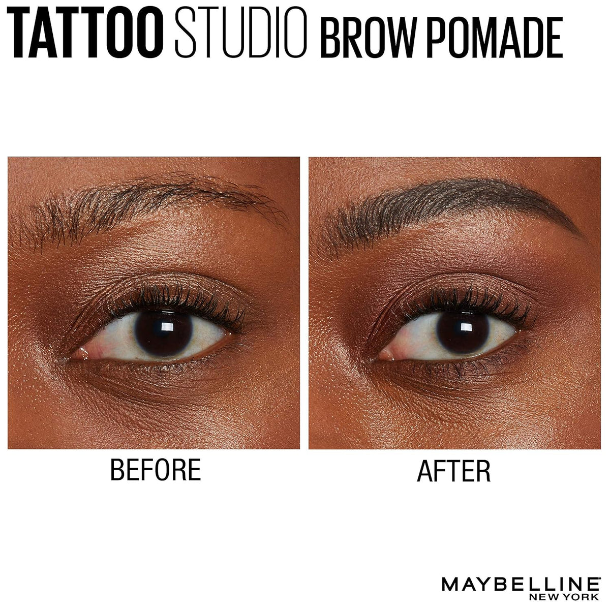 Maybelline TattooStudio Brow Pomade Long Lasting, Buildable, Eyebrow Makeup, Black Brown, 1 Count