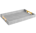 Home Redefined 17.5"x12" Gold Glossy Crocodile Faux Leather Serving Tray Beautiful Modern Elegant Decorative Tray with Handles Ottoman Coffee Table Tray for All Occasion's