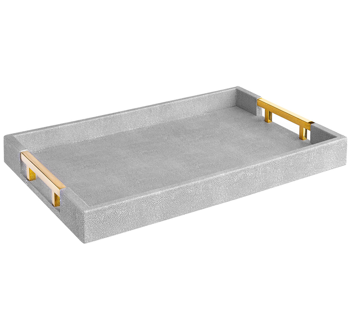 Home Redefined 17.5"x12" Gold Glossy Crocodile Faux Leather Serving Tray Beautiful Modern Elegant Decorative Tray with Handles Ottoman Coffee Table Tray for All Occasion's