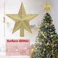 Christmas Tree Star Topper, 8" Gold Glitter Xmas Star Tree Decorations, 3D
