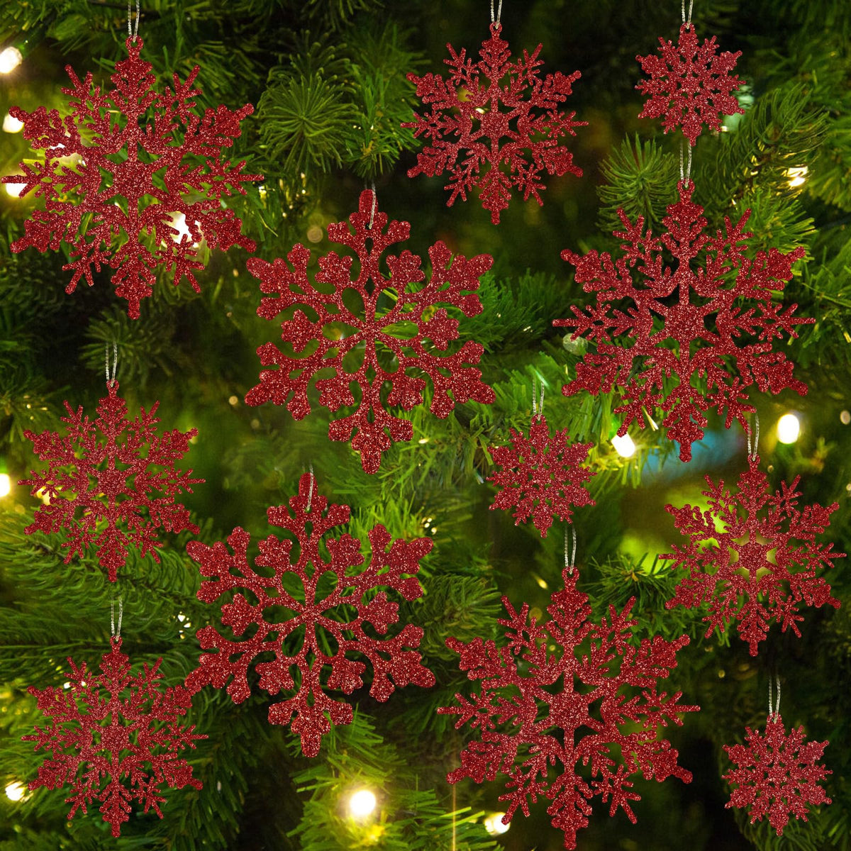kockuu Christmas Decorations Snowflake Ornament White for Tree Decor Craft