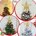 Christmas Tree Star Topper, 8" Gold Glitter Xmas Star Tree Decorations, 3D
