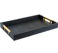 Home Redefined 17.5"x12" Gold Glossy Crocodile Faux Leather Serving Tray Beautiful Modern Elegant Decorative Tray with Handles Ottoman Coffee Table Tray for All Occasion's