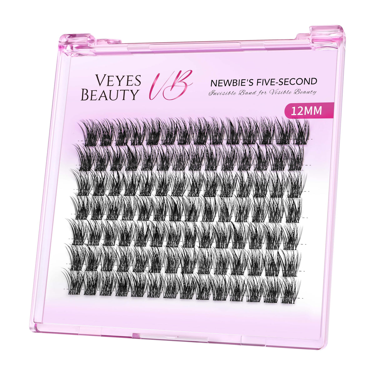 VEYESBEAUTY Lash Clusters Individual Eyelash Extensions Thin & Invisible Band DIY False Eyelashes for Self-application Newbie's Five-Second Series Wispy Lash Tray, Dreamy 8-16mm Mixed Length