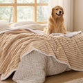 Bedsure ComfyFleece™ Waterproof Dog Blankets for Large Dogs,50x60 Cream | Soft Plush Couch Cover,Washable Corduroy Fleece for Furniture Protector,Cozy Calming Reversible Pet Blanket for Senior Dogs