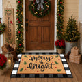 Tinideya 2 23.6 X 35.4 Inches Plaid Ghost Red Brown | Layered Coir Doormat Set, Non Slip Backing for Outdoor Entryway, Buffalo Plaid Seasonal Design, Front Porch Home Decor