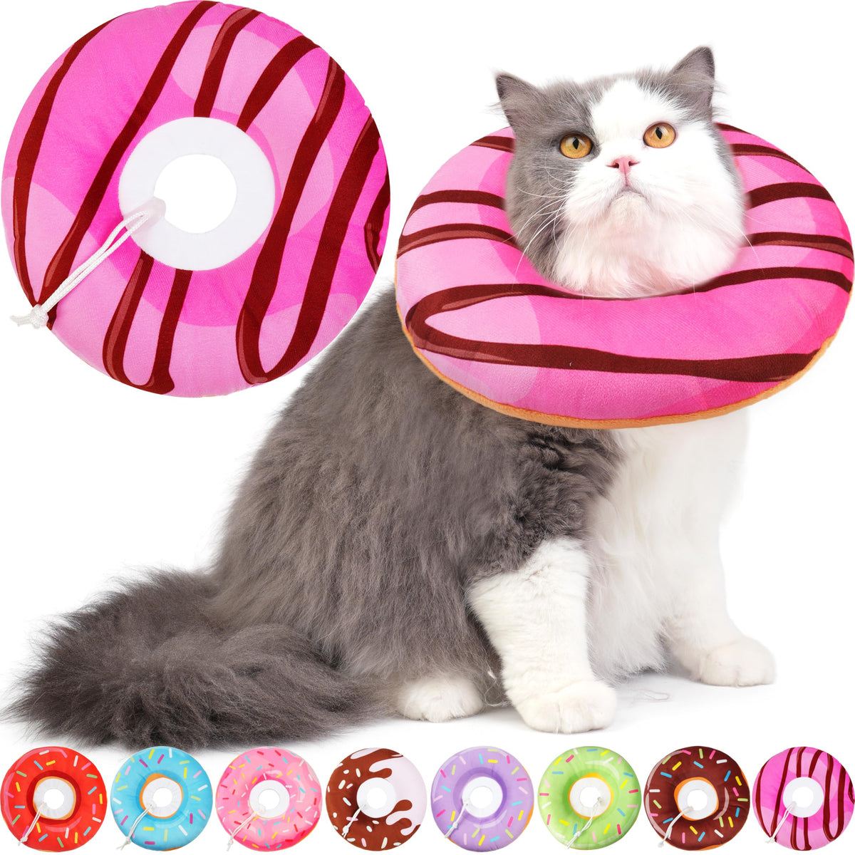Hpetppy Cat Cone Collar Soft, Cat Recovery Collar for Wound Healing Cute Donut Adjustable Kitten Cones to Stop Licking Comfortable Lightweight Neck Elizabethan Collars for Kittens After Surgery