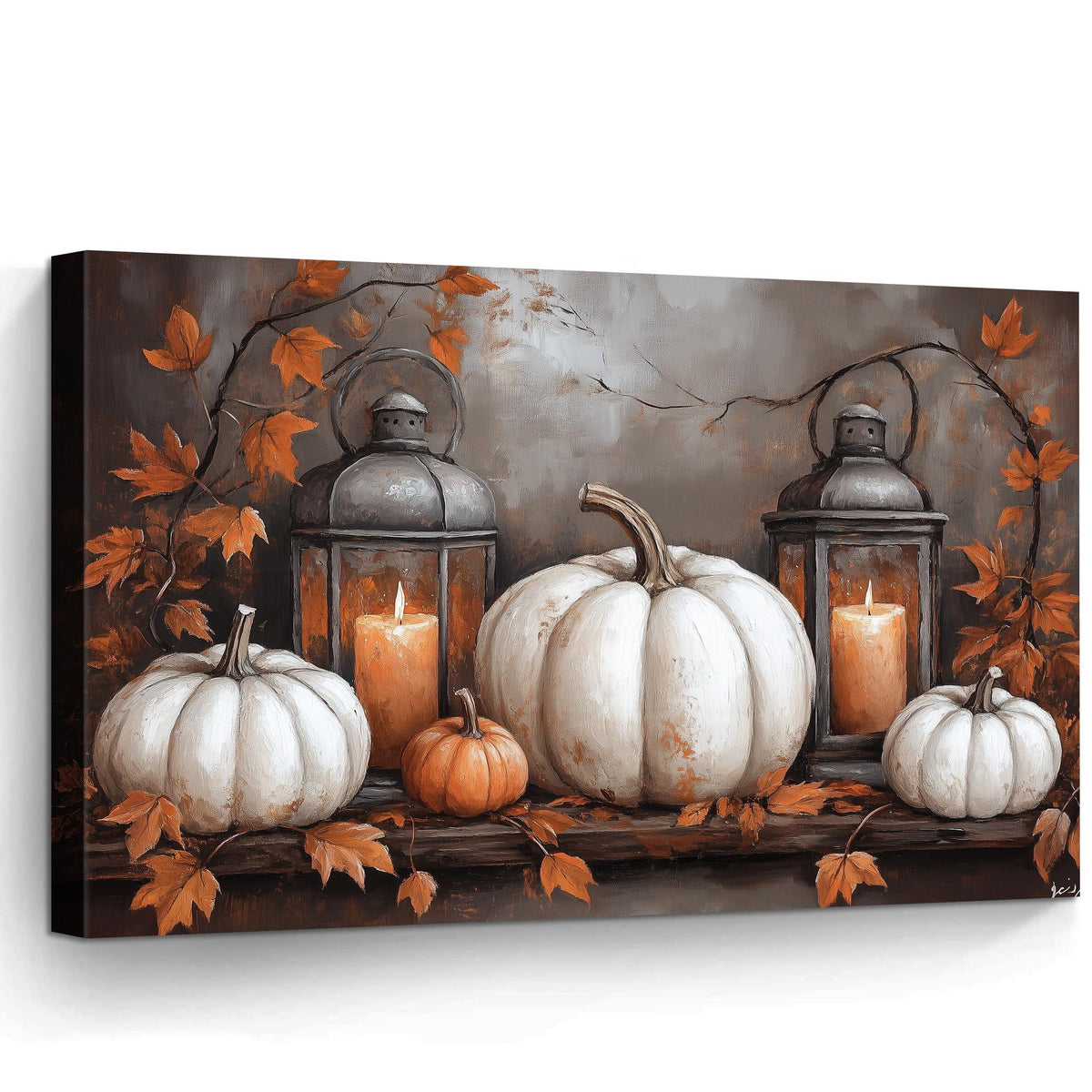YZDQLANY Canvas Wall Art Autumn Landscape Dog Pumpkin Wall Decor