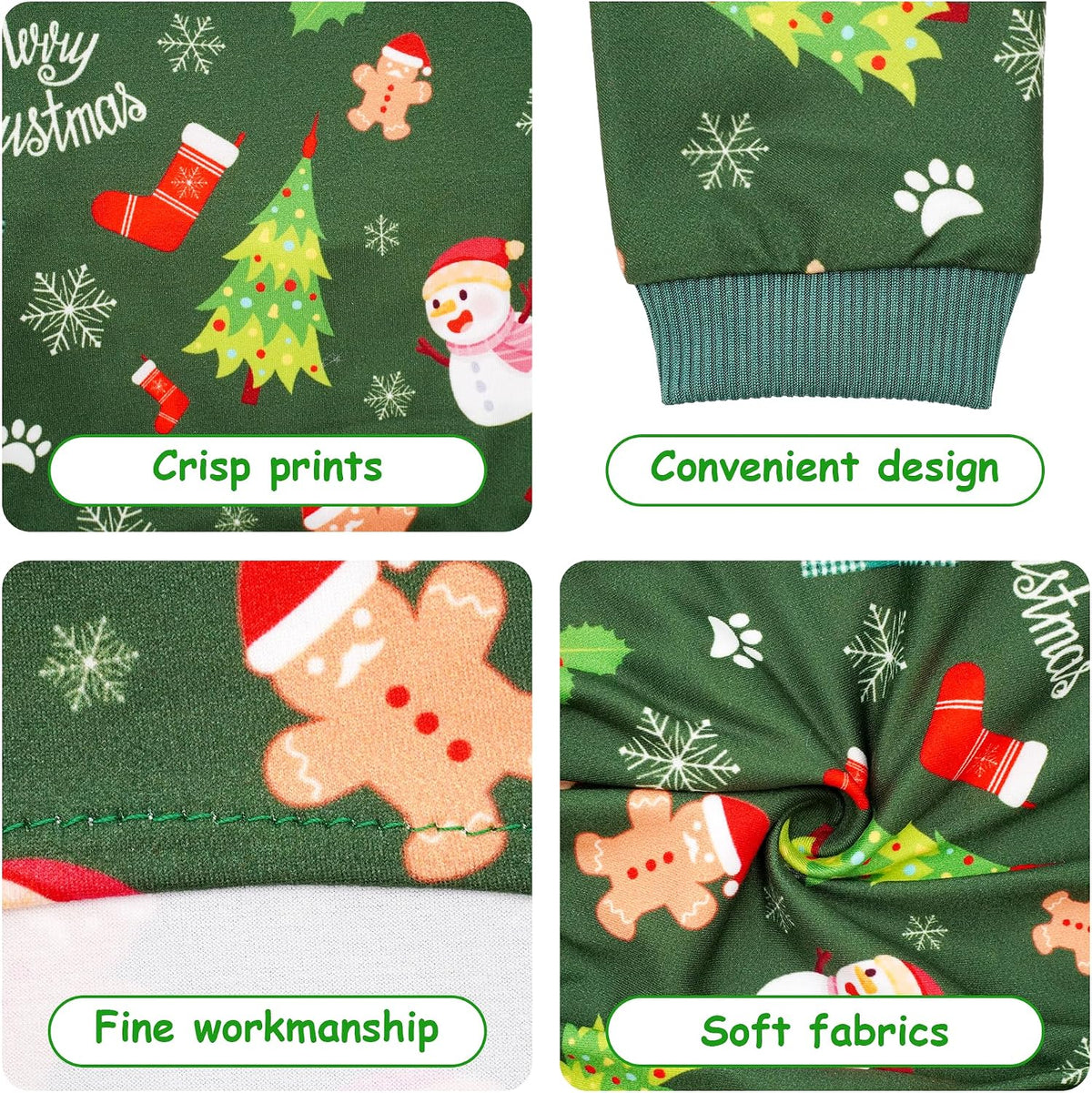 2PCS/Pack Christmas Dog Pajamas XXXL for Large Dogs Pjs Pet Jammies Boy Girl Male Female Red Green Onesies Snowman Christmas Tree Xmas Stocking Breathable Stretchy XXXL