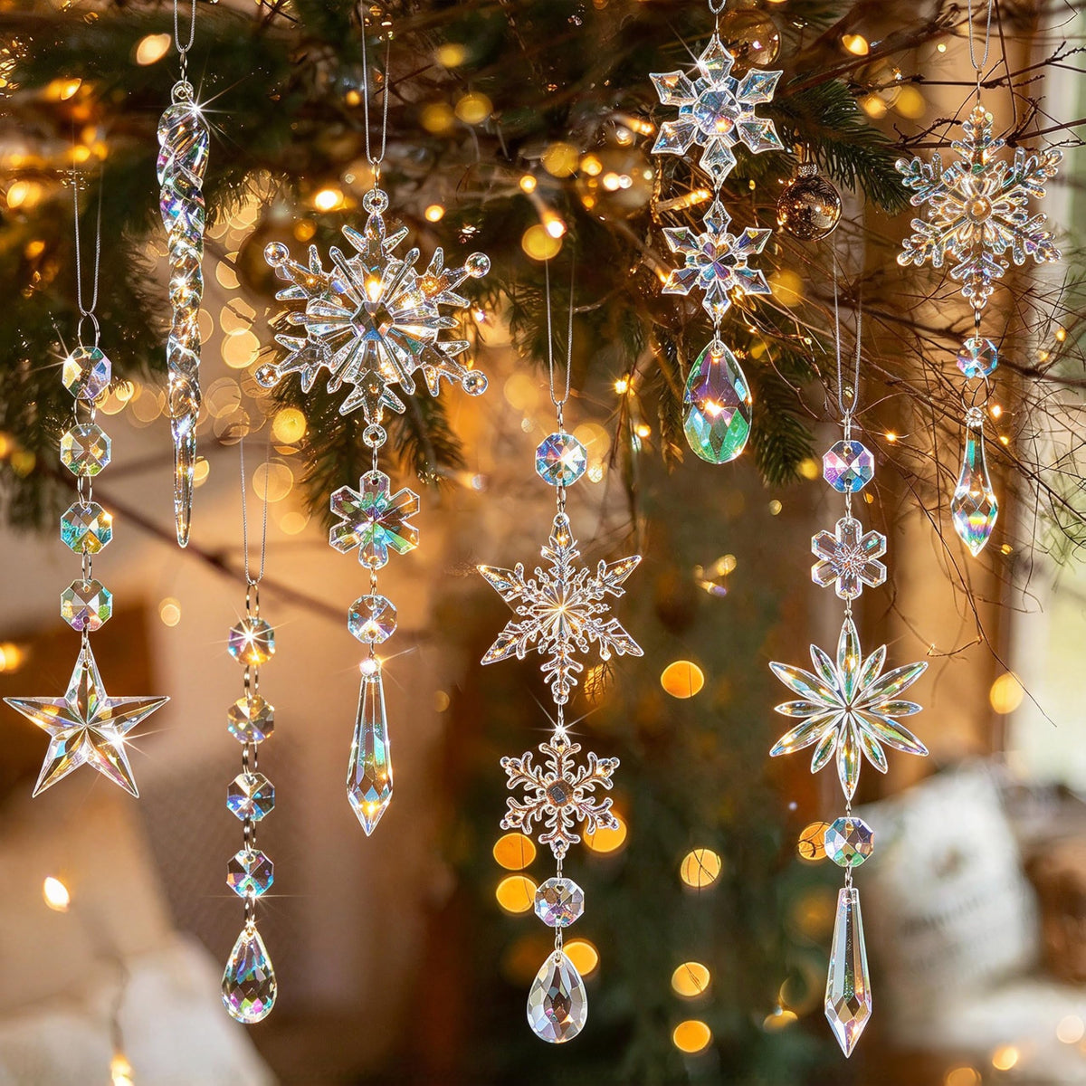 Crystal Ornaments for Christmas Tree Winter Wonderland Decorations