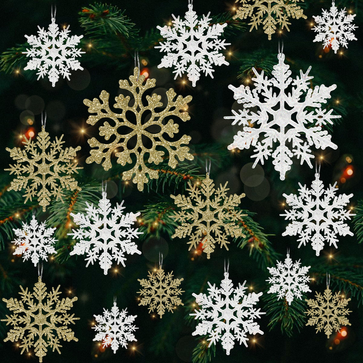 kockuu Christmas Decorations Snowflake Ornament White for Tree Decor Craft