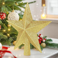 Christmas Tree Star Topper, 8" Gold Glitter Xmas Star Tree Decorations, 3D