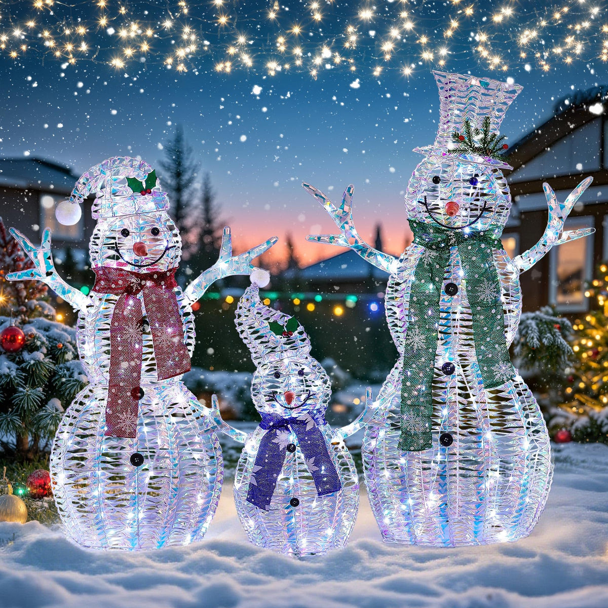 3D Snowman Gift box Outdoor Christmas Decorations with Timer&Remote Control