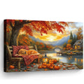 YZDQLANY Canvas Wall Art Autumn Landscape Dog Pumpkin Wall Decor