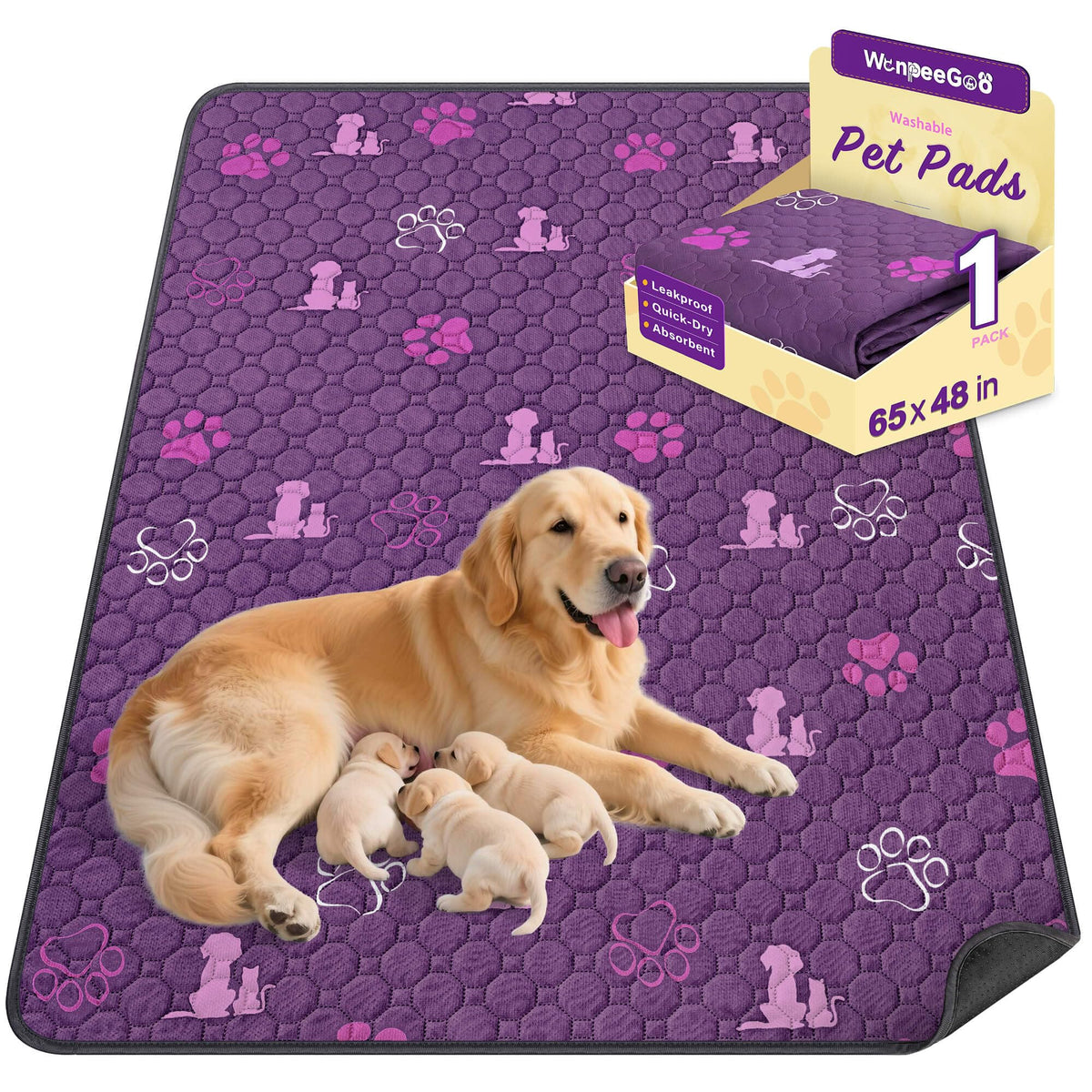 WanpeeGoo Washable Pee Pads for Dogs, Waterproof, 18 x 24 in, 4 Pack, Gray | Super Absorbent, Waterproof and Non-Slip; Washable, Reusable Dog Pads for Crates, Playpens, Floors, Furniture and Travel