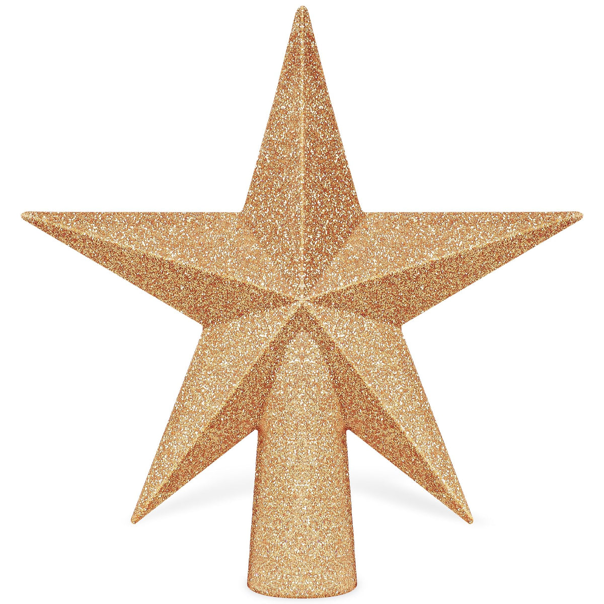 Christmas Tree Star Topper, 8" Gold Glitter Xmas Star Tree Decorations, 3D