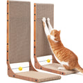 FUKUMARU Cat Scratcher, 26.8 Inch L Shape Cat Scratch Pad Wall Mounted, Cat Scratching Cardboard with Ball Toy for Indoor Cats, Large Size