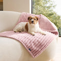 Bedsure ComfyFleece™ Waterproof Dog Blankets for Large Dogs,50x60 Cream | Soft Plush Couch Cover,Washable Corduroy Fleece for Furniture Protector,Cozy Calming Reversible Pet Blanket for Senior Dogs