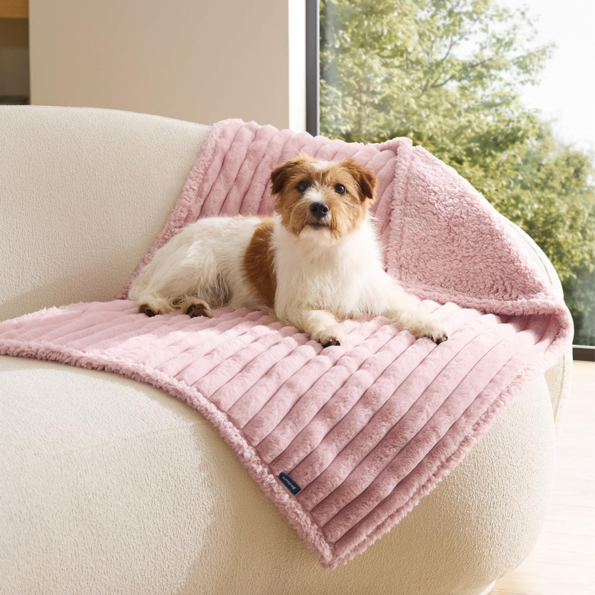 Bedsure ComfyFleece™ Waterproof Dog Blankets for Large Dogs,50x60 Cream | Soft Plush Couch Cover,Washable Corduroy Fleece for Furniture Protector,Cozy Calming Reversible Pet Blanket for Senior Dogs